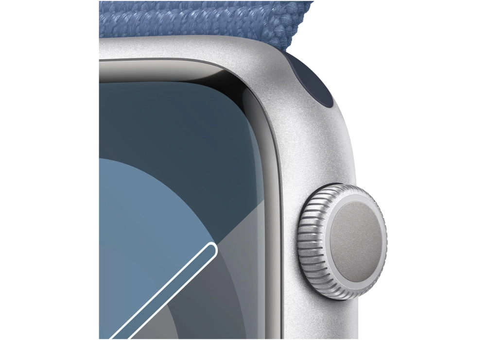 Apple Watch Series 9 45 mm Alu Argent Loop Bleu dhiver