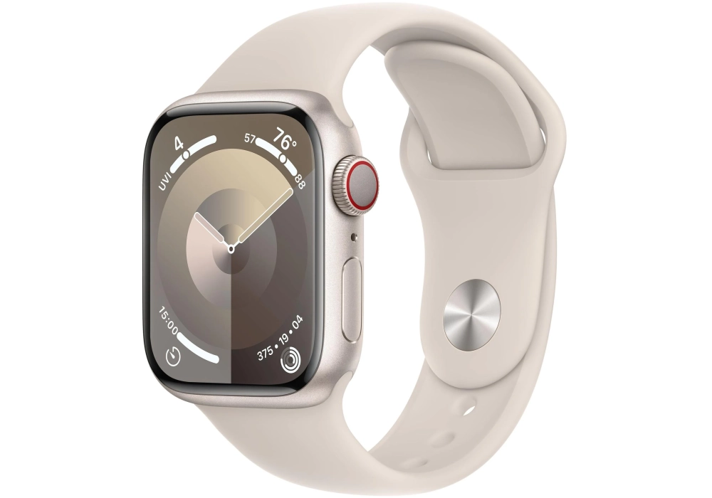 Apple Watch Series 9 45 mm LTE Alu Lumière stellaire Sport S/M