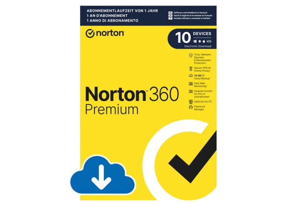 Norton 360 Premium ESD, 10 Dispositif, 1 an