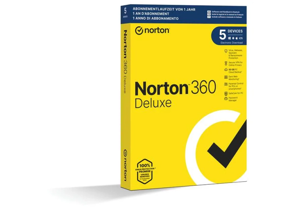 Norton Norton 360 Deluxe Boîte, 5 dispositifs, 1 an