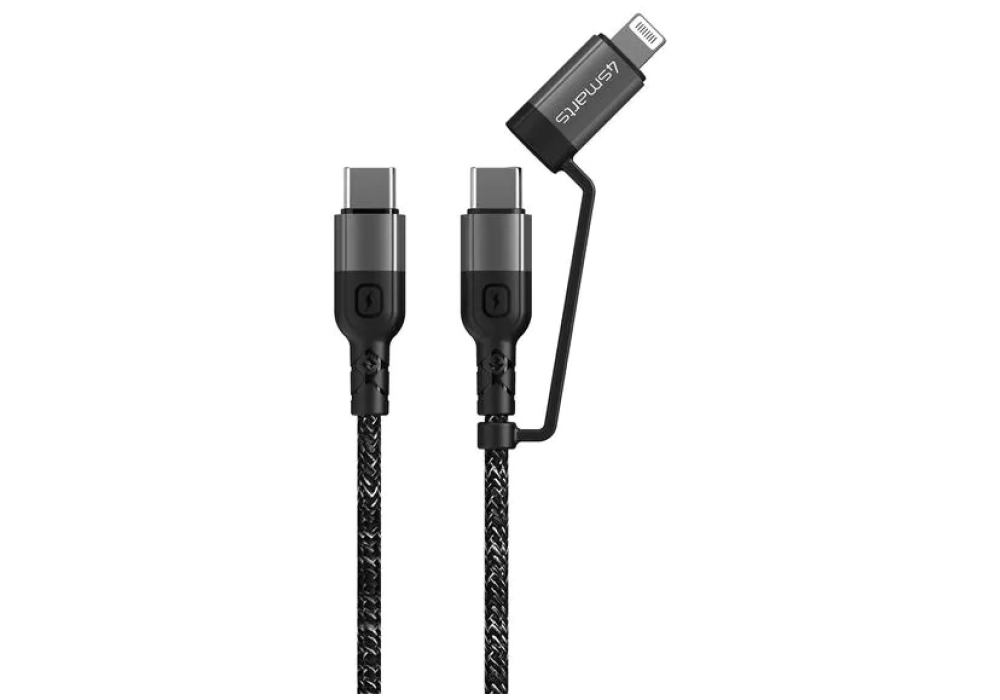 4smarts Câble USB 2.0 ComboCord 3A USB C - Lightning/USB C 1.5m 
