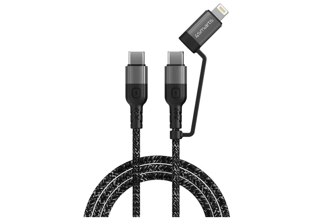 4smarts Câble USB 2.0 ComboCord 3A USB C - Lightning/USB C 1.5m 