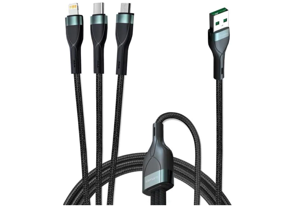 4smarts Câble USB 2.0 USB A - Lightning/Micro-USB B/USB C 1.5 m