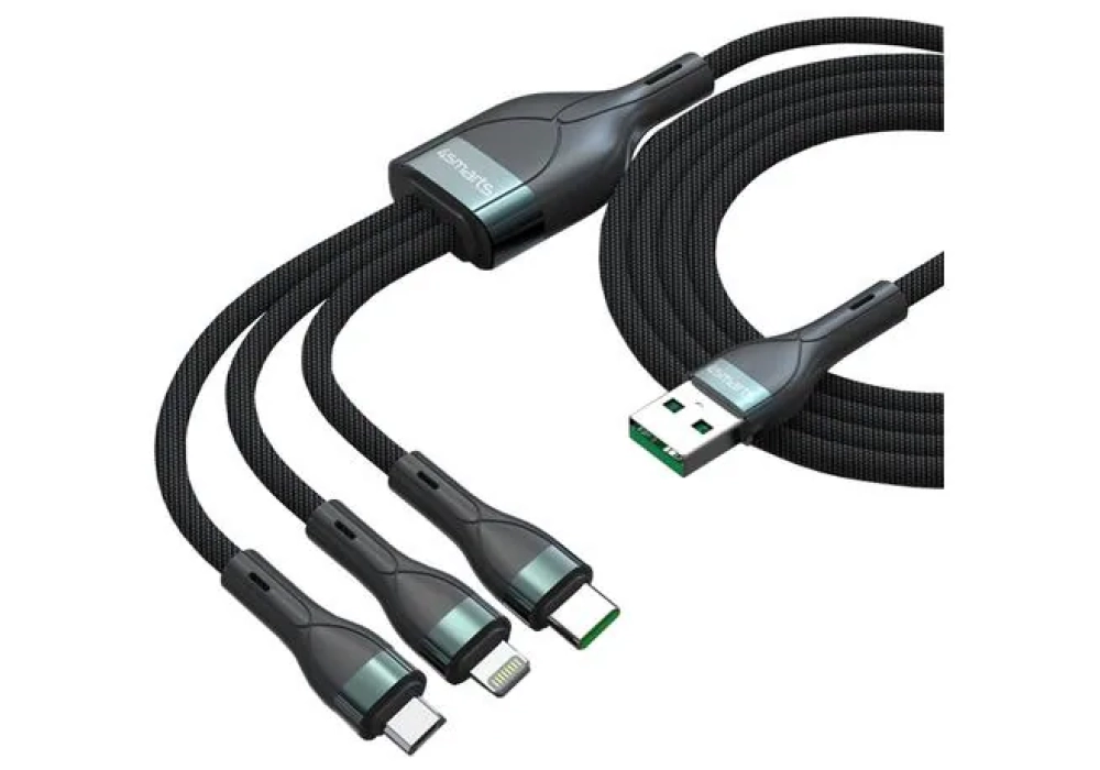 4smarts Câble USB 2.0 USB A - Lightning/Micro-USB B/USB C 1.5 m