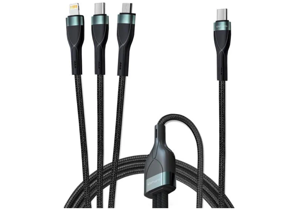 4smarts Câble USB 2.0 USB C - Lightning/Micro-USB B/USB C 1.5 m