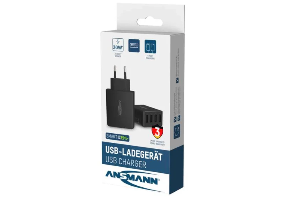 Ansmann Home Charger HC430, 4x USB, 30 W, noir