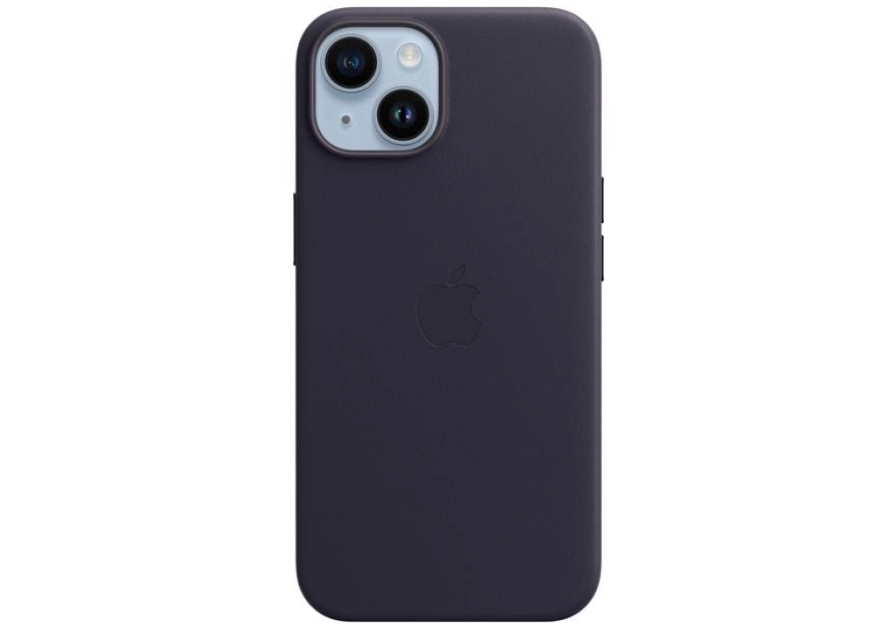Apple Leather Case avec MagSafe iPhone 14 (Bleu)