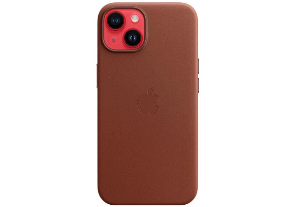 Apple Leather Case avec MagSafe iPhone 14 (Brun)