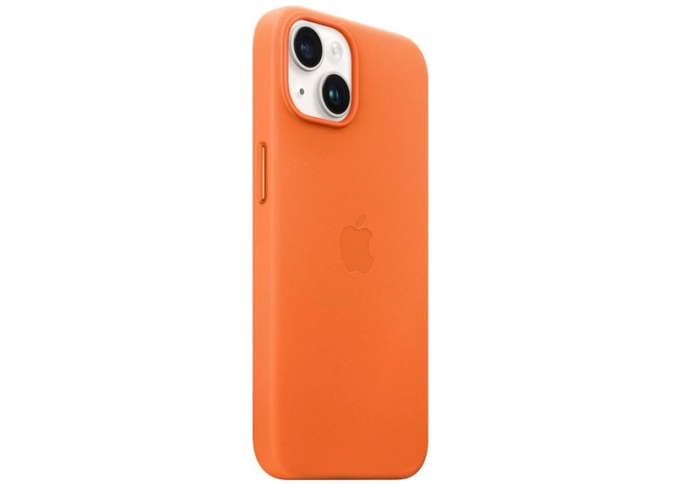 Apple Leather Case avec MagSafe iPhone 14 (Orange)
