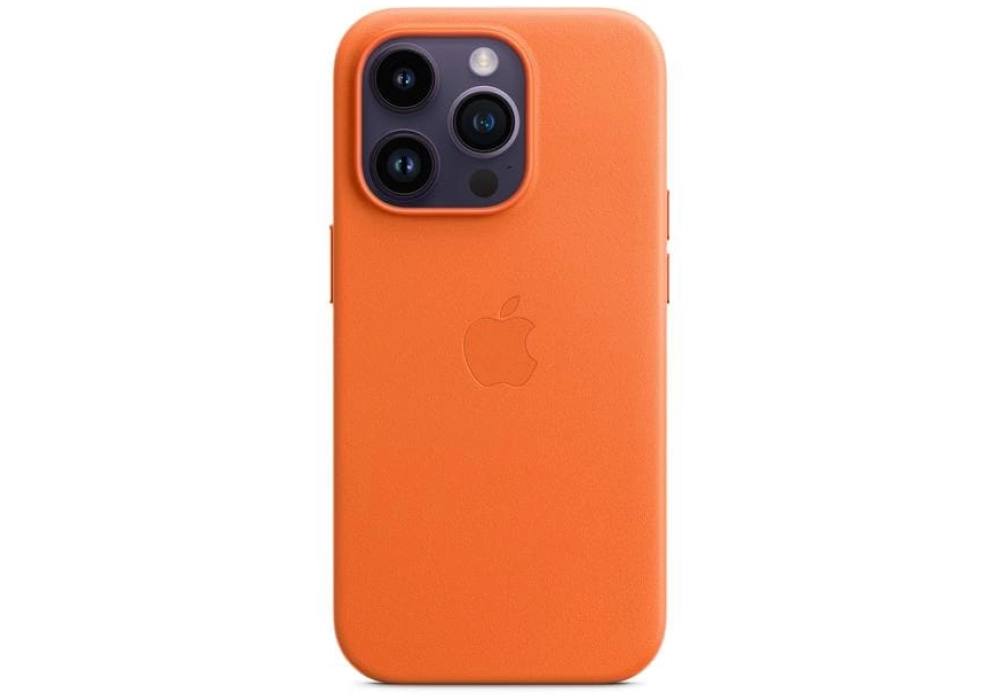 Apple Leather Case avec MagSafe iPhone 14 Pro (Orange)