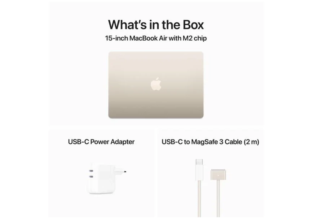 Apple MacBook Air 15" 2023 M2 10C GPU / 256 Go / 8 Go Lumière stellaire