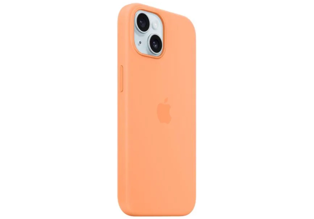 Apple Silicone Case avec MagSafe iPhone 15 Orange Sorbet