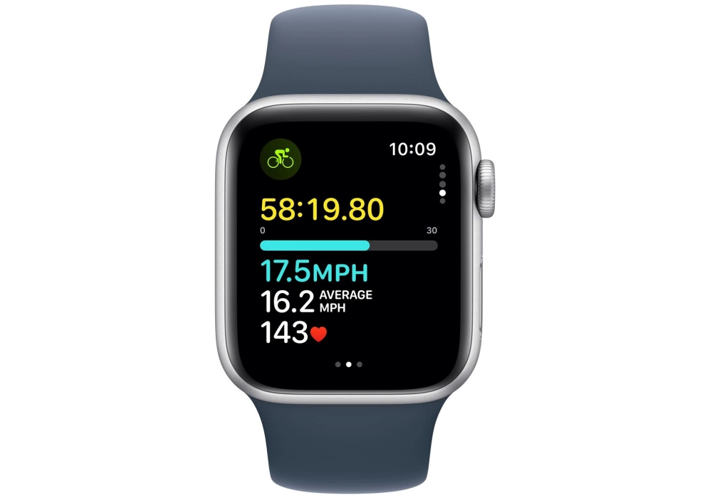 Apple Watch SE 2023 44 mm LTE Alu Argent Sport bleu tempête M/L