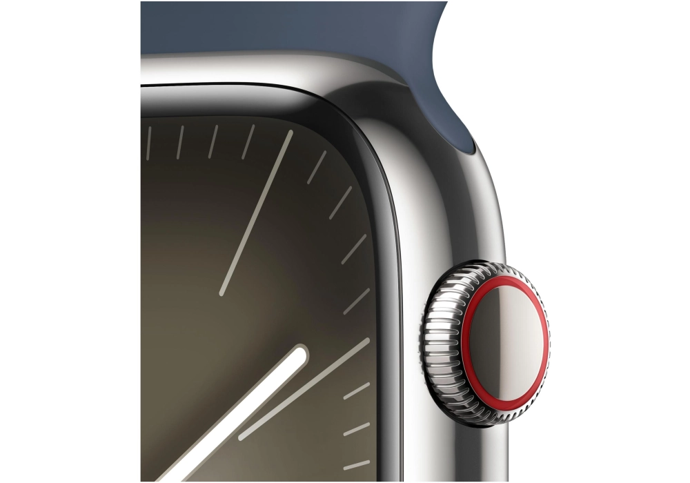 Apple Watch Series 9 45 mm LTE Argent Sport Bleu orage M/L