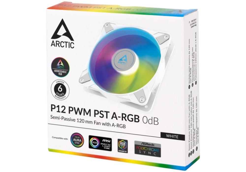 Arctic P12 PWM PST A-RGB (Blanc)
