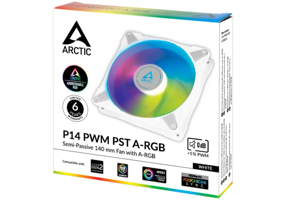 Arctic P14 PWM PST A-RGB (Blanc)