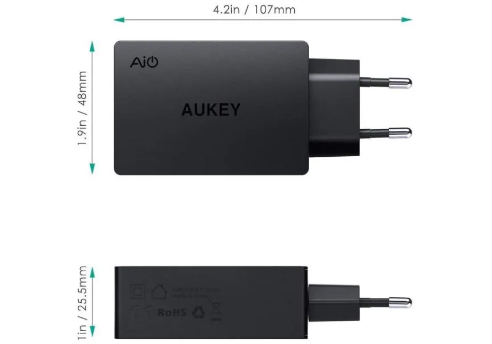 AUKEY Chargeur mural USB PA-T14 43.5W 3-Port