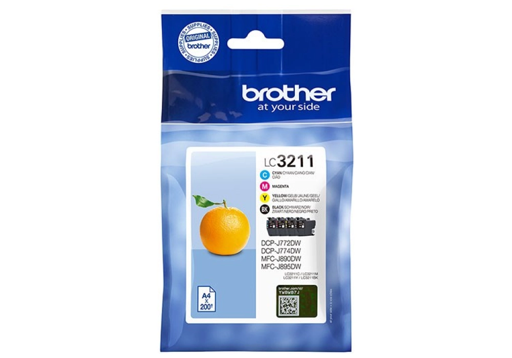 Brother Inkjet Cartridge LC-3211VAL Value Pack - Black / Cyan / Magenta / Yellow