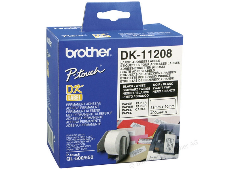 Brother Rouleau à étiquettes DK-11208 Thermo Direct 38 x 90 mm