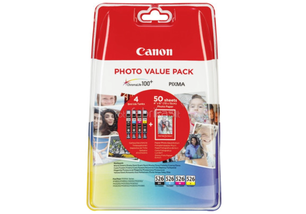 Canon Inkjet Cartridge CLI-526 MultiPack C/M/Y/BK - 4540B017 
