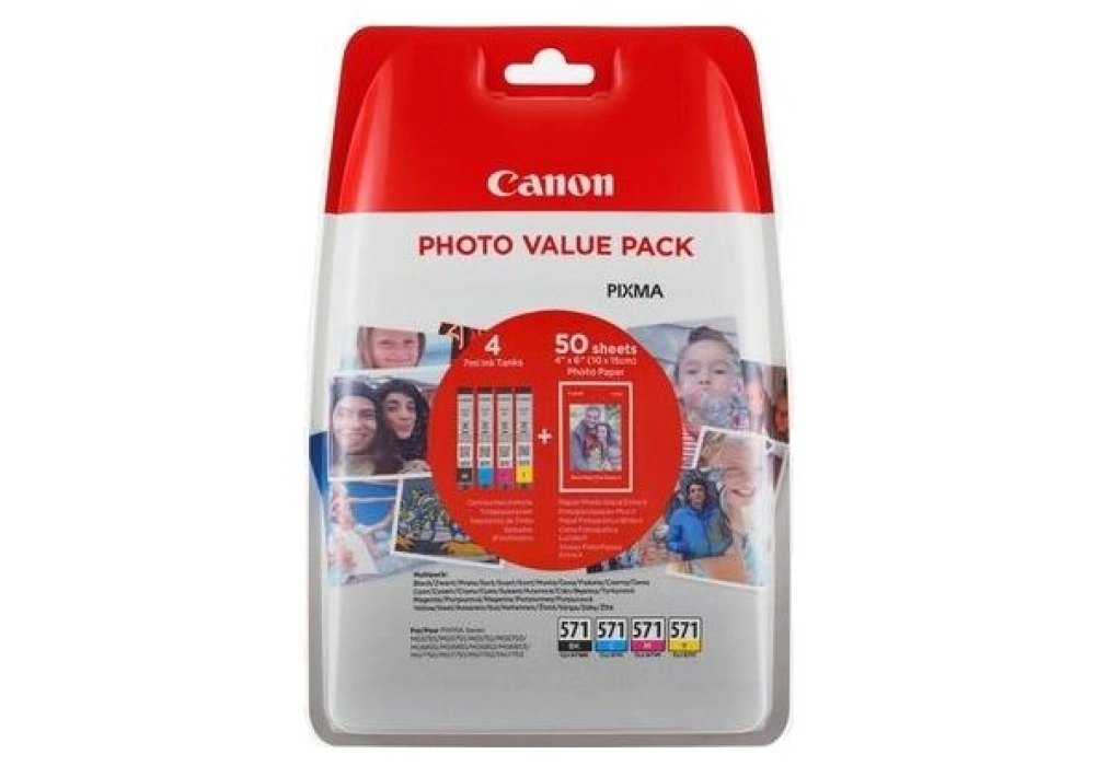 Canon Inkjet Cartridge CLI-571XL C/M/Y/BK Photo Pack