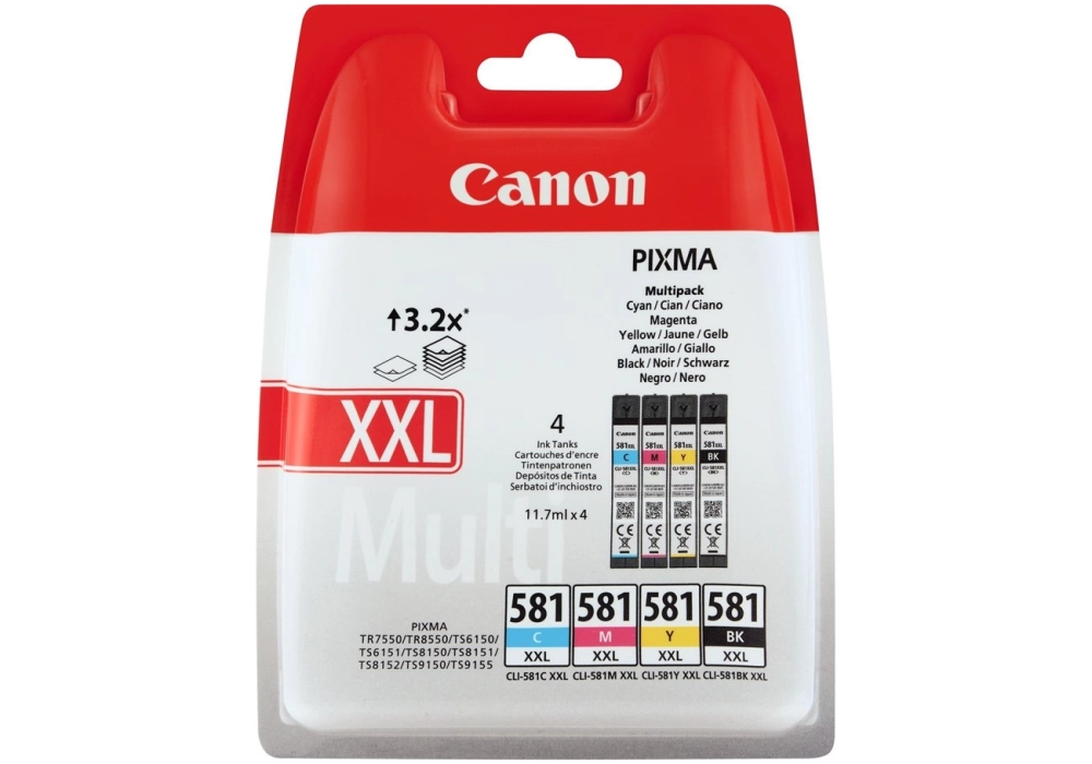 Canon Inkjet Cartridge CLI-581 C/M/Y/BK XXL Multi Pack
