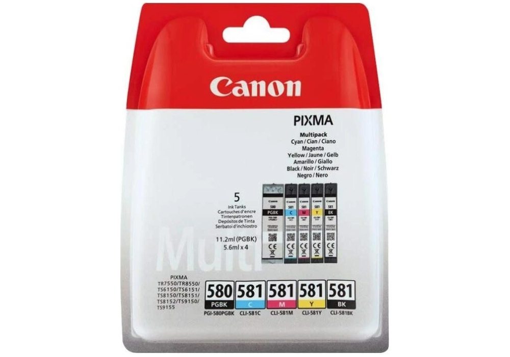 Canon Inkjet Cartridge PGI-580/581 MultiPack PGBKCMYBK 