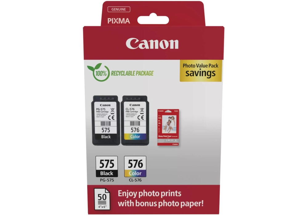 Canon Value Pack PG-575/CL-576 noir/Cyan/Magenta/Yellow