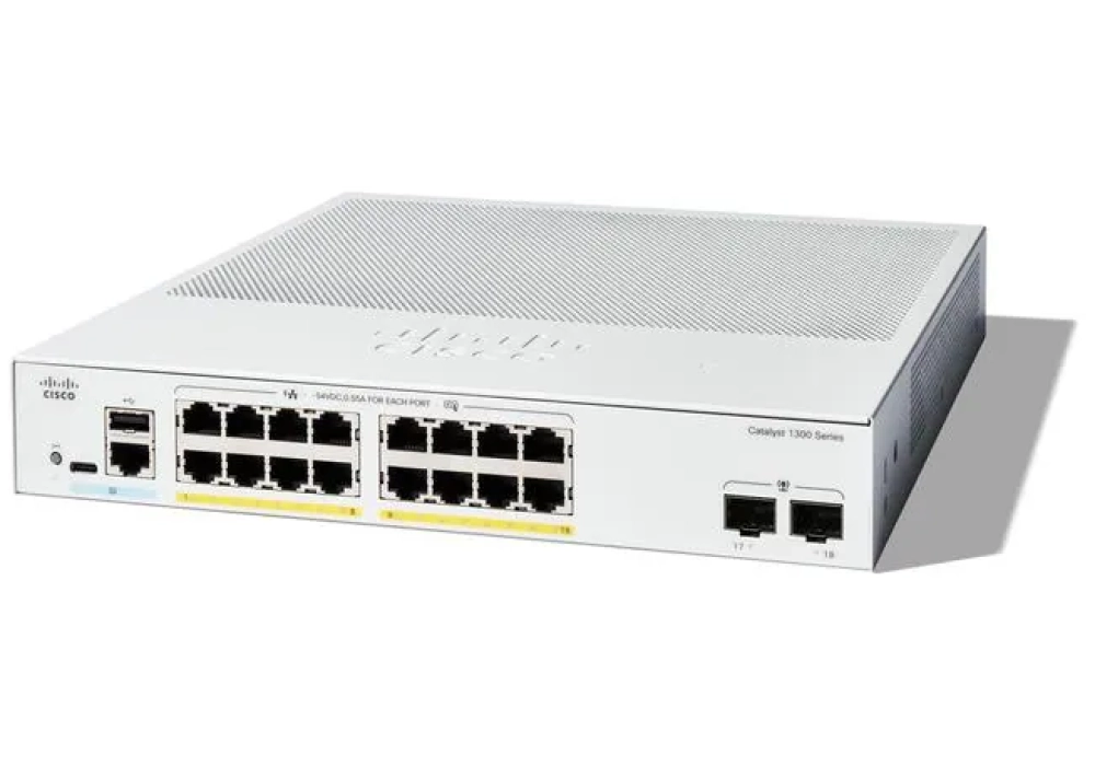 Cisco PoE+ Switch Catalyst C1300-16FP-2G 18 ports