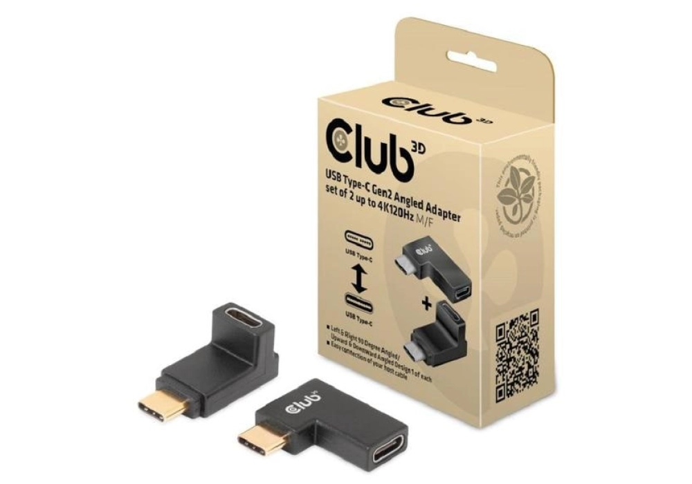 Club 3D Adaptateur angulaire USB Type-C Gen2 lot de 2 (4K120Hz)