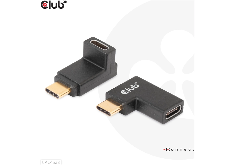 Club 3D Adaptateur angulaire USB Type-C Gen2 lot de 2 (4K120Hz)