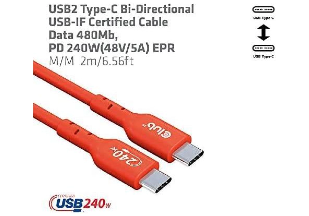 Club 3D Câble USB type-C bidirectionnel - 2m