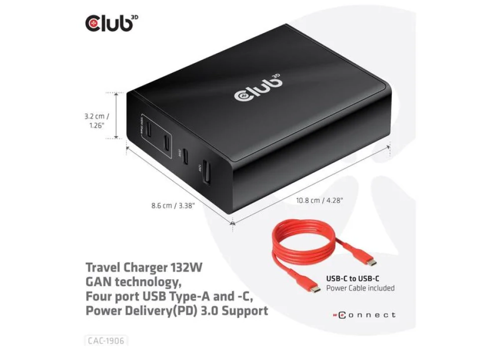 Club 3D Chargeur USB 120W