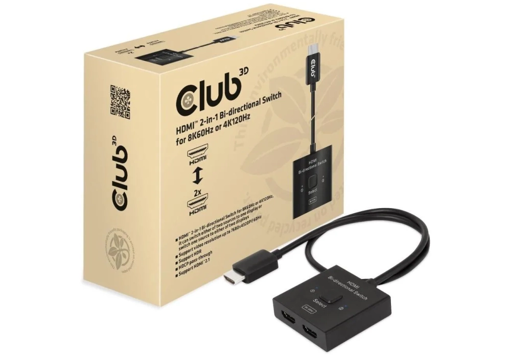 Club 3D Diviseur de signaux à 2 ports CSV-1384