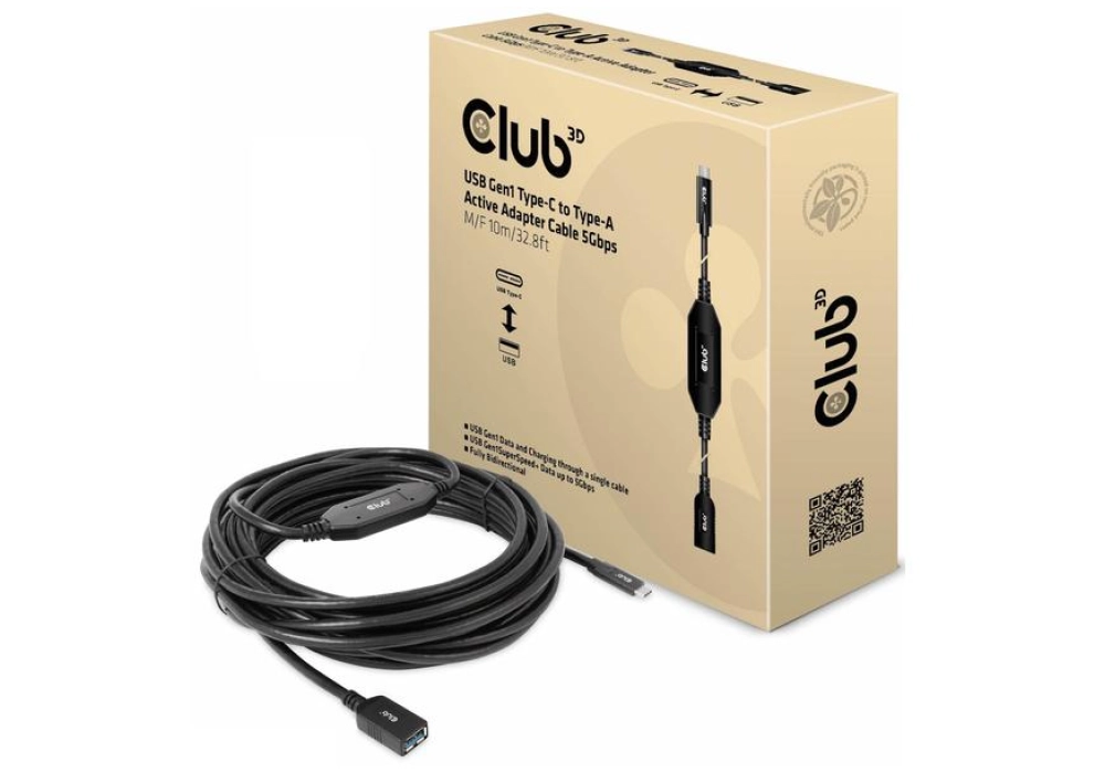Club 3D Rallonge USB 3.2 Gen 1 Type-C vers Type-A - 10.0 m