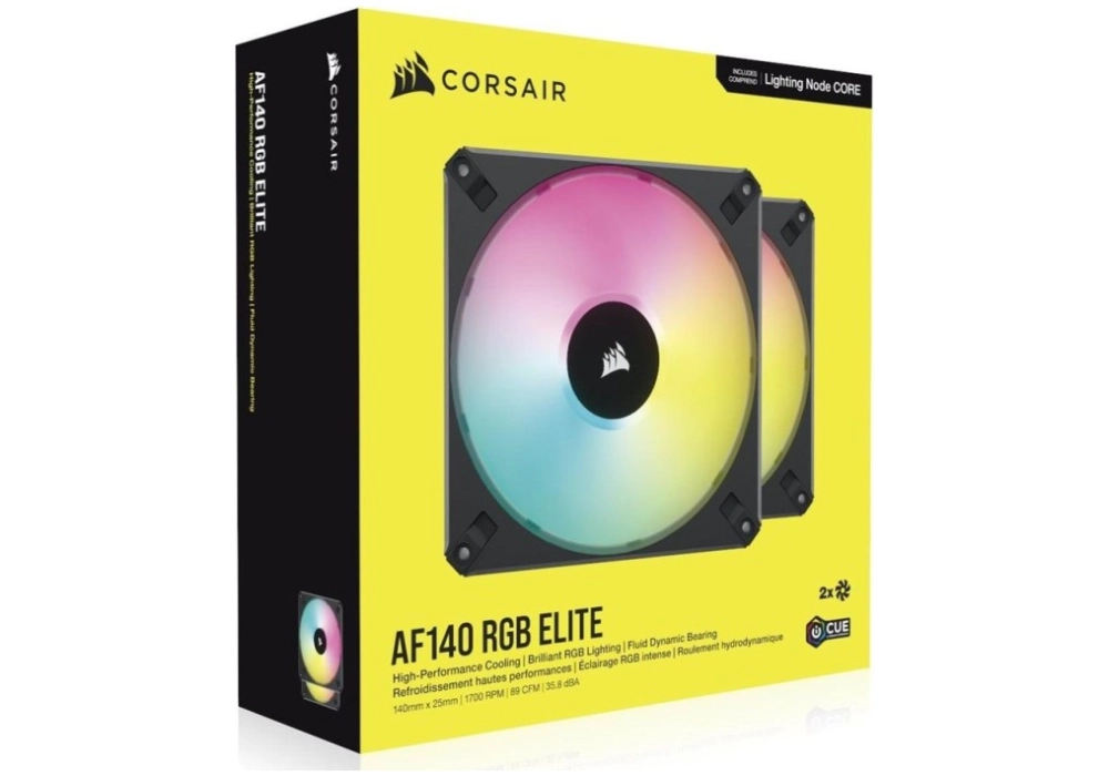 Corsair AF Series iCUE AF140 RGB Elite (Noir) - Pack de 2