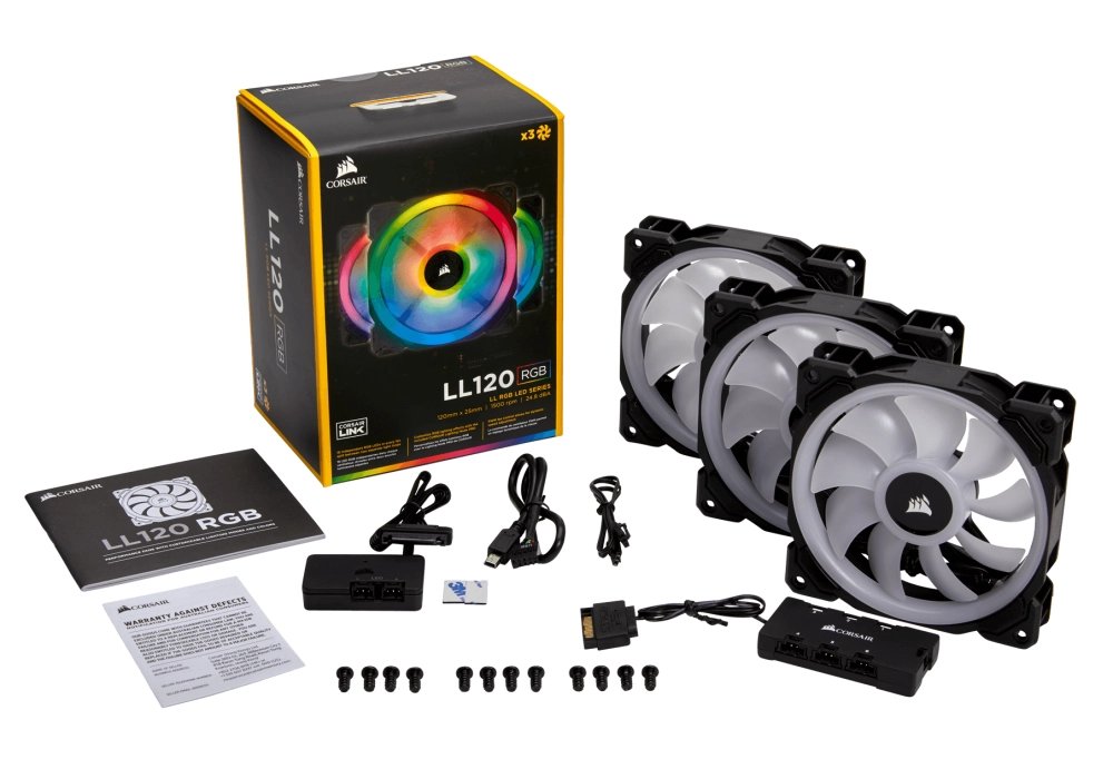 Corsair LL120 RGB LED Dual Light Loop - 3 Fan Pack with Lighting Node PRO