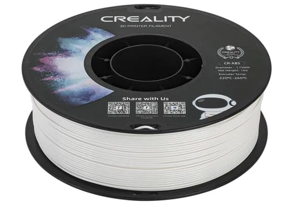 Creality Filament ABS, Blanc, 1.75 mm, 1 kg