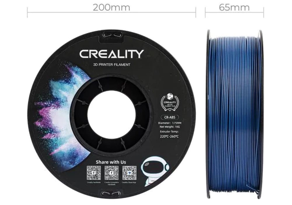 Creality Filament ABS, Bleu, 1.75 mm, 1 kg