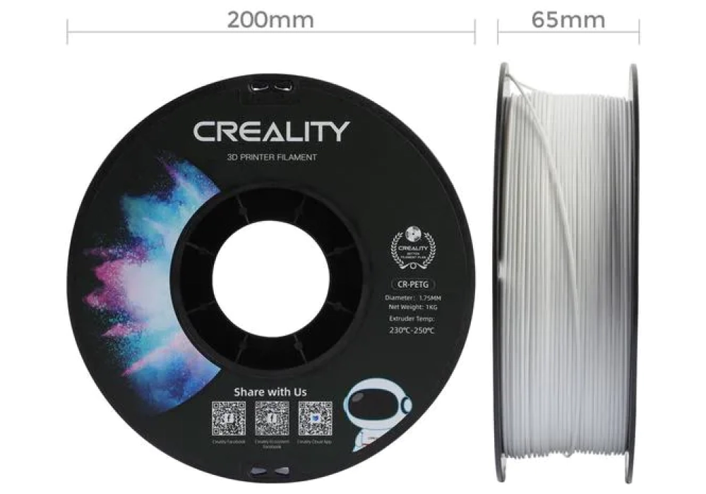 Creality Filament PETG, Blanc, 1.75 mm, 1 kg - 3301030034