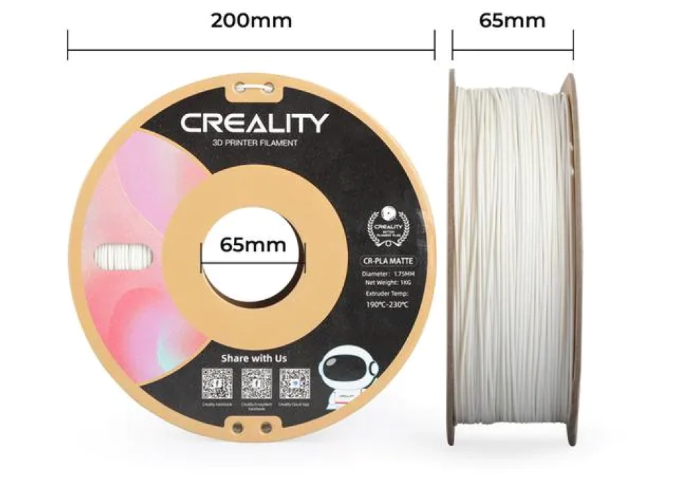 Creality Filament PLA, Blanc de chaux, 1.75 mm, 1 kg