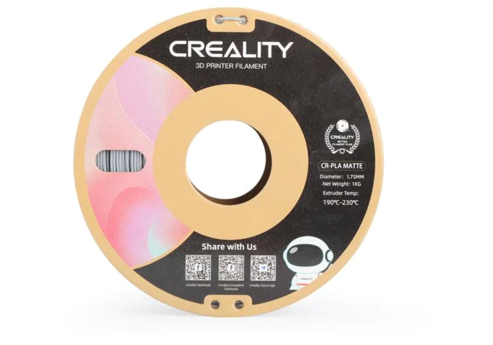 Creality Filament PLA, Gris mat, 1.75 mm, 1 kg