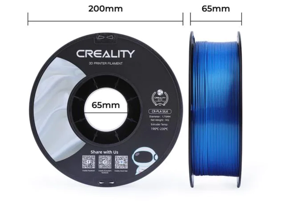 Creality Filament PLA, Silk Bleu, 1.75 mm, 1 kg