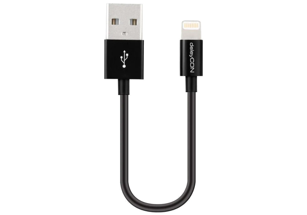 deleyCON Câble USB 2.0 - Lightning 0.15 m (Noir)