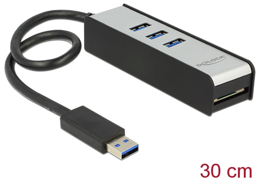 DeLOCK 3-port USB 3.0 Hub + 1 slot SD Card Reader
