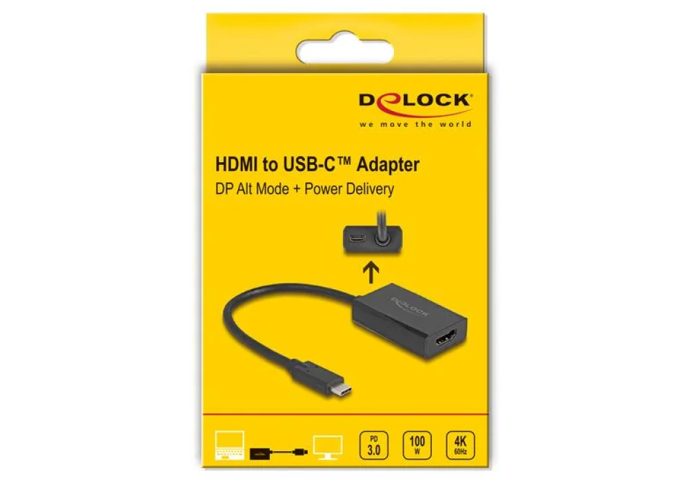 Delock Adaptateur 4K/60Hz avec PD 100 W HDMI - USB type C