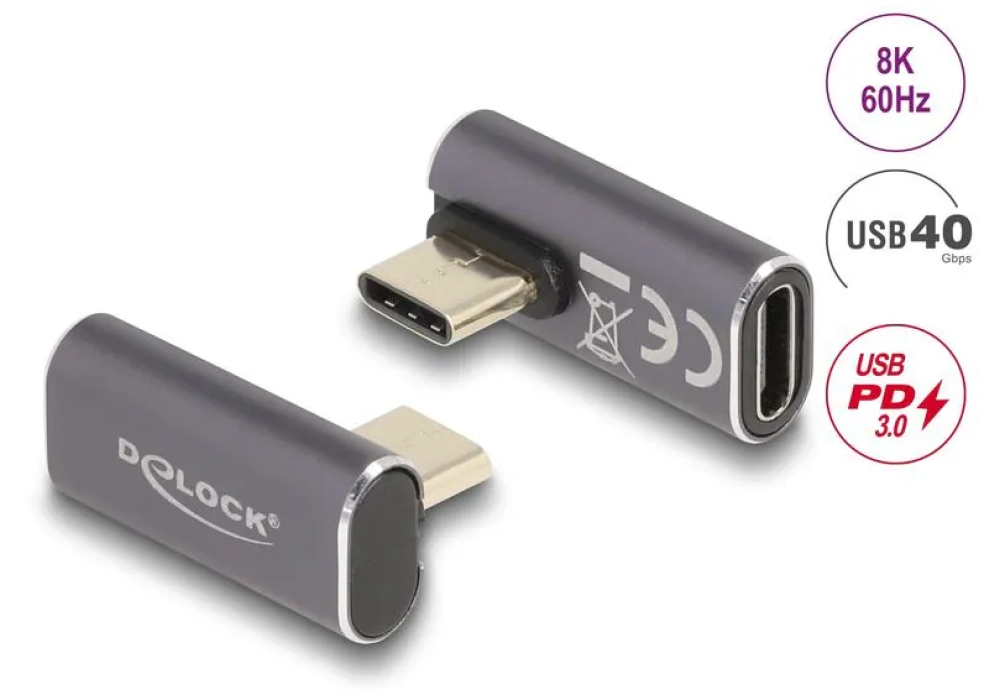 Delock Adaptateur coudé haut/bas USB C - USB C
