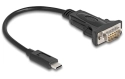 Delock Adaptateur sériel USB-C – RS-232 D-Sub 9 broches avec vis 0.25m