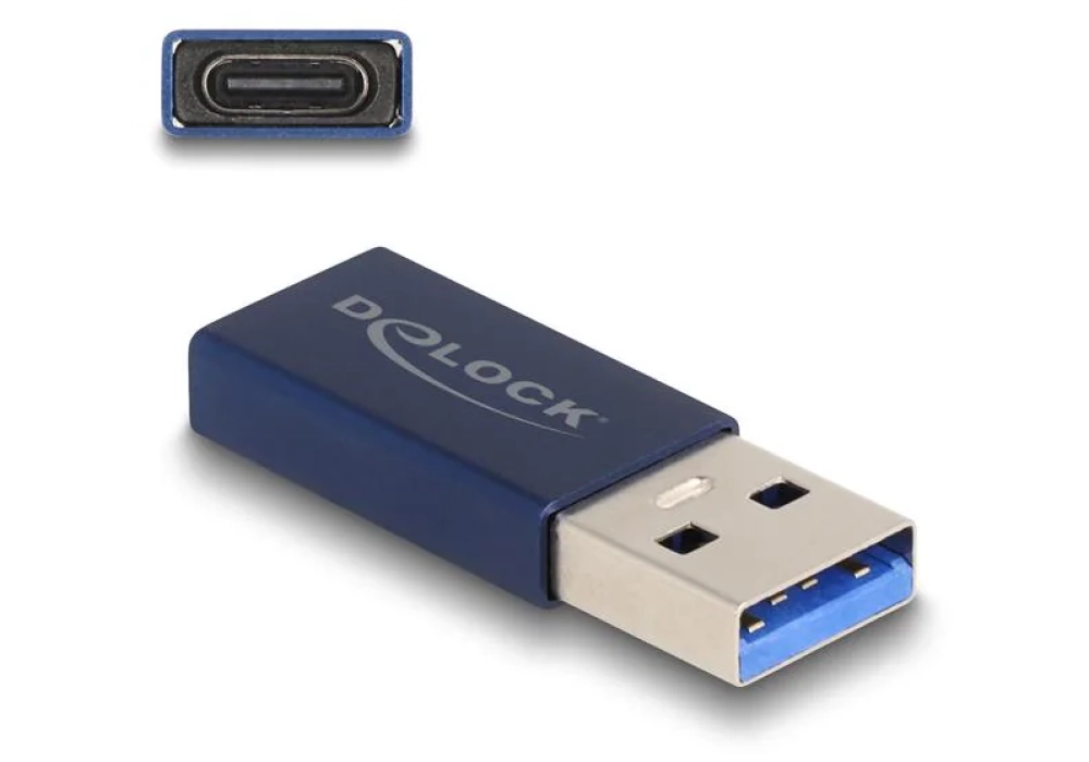 Delock Adaptateur USB 3.2 Gen 2 (10 Gbps) USB A - USB C, bleu