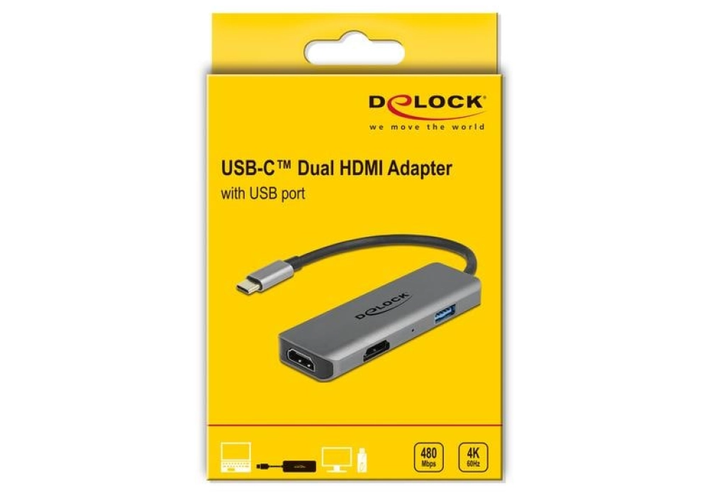 DeLOCK Adaptateur USB Type-C Dual HDMI avec 4K 60 Hz et USB